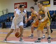 1 March 2013; Rob Lynch, University of Limerick, in action against Aurimas Statkus, Dublin Inter. Nivea for Men Superleague, Dublin Inter v University of Limerick, National Baskeball Arena, Tallaght, Co. Dublin. Picture credit: Matt Browne / SPORTSFILE