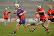 2 March 2013; Brian O'Halloran, Mary Immaculate College, Limerick, in action against Kilian Murphy, University College Cork. Irish Daily Mail Fitzgibbon Cup Final, Mary Immaculate College, Limerick v University College Cork, Pearse Stadium, Galway. Picture credit: Barry Cregg / SPORTSFILE