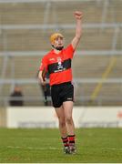 2 March 2013; Adrian Breen, University College Cork, celebrates victory after the final whistle. Irish Daily Mail Fitzgibbon Cup Final, Mary Immaculate College, Limerick v University College Cork, Pearse Stadium, Galway. Picture credit: Barry Cregg / SPORTSFILE