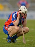 2 March 2013; A dejected Niall O'Meara, Mary Immaculate College, Limerick, after the game. Irish Daily Mail Fitzgibbon Cup Final, Mary Immaculate College, Limerick v University College Cork, Pearse Stadium, Galway. Picture credit: Barry Cregg / SPORTSFILE