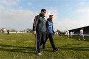 3 March 2013; Kildare manager Kieran McGeeney, right, with Kerry manager Eamonn Fitzmaurice at the end of the game. Allianz Football League, Division 1, Kildare v Kerry, St. Conleth's Park, Newbridge, Co. Kildare. Picture credit: David Maher / SPORTSFILE