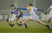 6 March 2013; Jack McCaffrey, Dublin, in action against Padraig McCormack, Longford. Cadbury Leinster GAA Football U21 Championship, Quarter-Final, Dublin v Longford, Parnell Park, Dublin. Picture credit: Matt Browne / SPORTSFILE