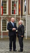 7 March 2013; Minister of State with Responsibility for Tourism and Sport Michael Ring T.D., with former Ireland rugby captain Keith Wood during a break at the Sports Conference and Meeting of EU Sport Directors. Dublin Castle, Dublin. Picture credit: Ray McManus / SPORTSFILE