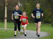 8 March 2013; Mother’s Day is the perfect training time for three generations of the Shine family, from Blackrock, Co. Dublin, who are all taking part in the SPAR Great Ireland Run on April 14th in the Phoenix Park. Mia, 7, will be running in the one mile Mini Run for five to eight year olds before her mum Fiona, 27, right, and Fiona’s mum Mairin, 57, left, tackle 10k together along with Irish golden girl, European Cross Country champion Fionnuala Britton and 12,000 other runners, joggers and walkers. It will all be part of a Ireland’s biggest and best family running day out. Information and entries are at www.greatirelandrun.org. Avoca Park, Blackrock, Co. Dublin. Picture credit: Matt Browne / SPORTSFILE