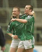 11 May 2003; Limerick's Conor Mullane, left, and Stephen Lavin celebrate victory over Cork. Bank of Ireland Munster Senior Football Championship, Cork v Limerick, Pairc Ui Chaoimh, Cork. Picture credit; Brendan Moran / SPORTSFILE *EDI*