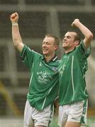 11 May 2003; Limerick's Conor Mullane, left, and Stephen Lavin celebrate victory over Cork. Bank of Ireland Munster Senior Football Championship, Cork v Limerick, Pairc Ui Chaoimh, Cork. Picture credit; Brendan Moran / SPORTSFILE *EDI*