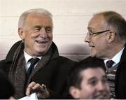 8 March 2013; Republic of Ireland manager Giovanni Trapattoni, left, with Airtricity League Director Fran Gavin at the game. Airtricity League Premier Division, St. Patrick’s Athletic v Drogheda United, Richmond Park, Dublin. Picture credit: David Maher / SPORTSFILE