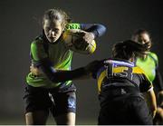 8 March 2013; Colleen Dwyer, Monmouth Renegades, is tackled by Kim Flood, Railway Union RFC. Monmouth Renegades, New Jersey, Tour 2013, Monmouth Renegades, New Jersey, USA v Railway Union RFC, Dublin, Park Avenue, Sandymount, Dublin. Picture credit: Pat Murphy / SPORTSFILE