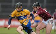 10 March 2013; Patrick Donnellan, Clare, in action against Tadhg Haran, Galway. Allianz Hurling League, Division 1A, Clare v Galway, Cusack Park, Ennis, Co. Clare. Picture credit: Diarmuid Greene / SPORTSFILE