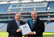 11 March 2013; At the launch of the GAA’s Healthy Club Project are Uachtarán Cumann Lúthchleas Gael Liam Ó Néill and Dr. Tony Holohan, Chief Medical Officer at the Department of Health. Croke Park, Dublin. Picture credit: Brendan Moran / SPORTSFILE