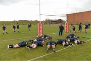 12 March 2013; The Leinster team warm up before the game. A Interprovincial, Munster v Leinster, UL Bowl, University of Limerick, Limerick. Picture credit: Diarmuid Greene / SPORTSFILE