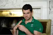 12 March 2013; Ireland's Rob Kearney during a press conference ahead of their RBS Six Nations Rugby Championship match against Italy on Saturday. Ireland Rugby Squad Press Conference, Carton House, Maynooth, Co. Kildare. Picture credit: David Maher / SPORTSFILE