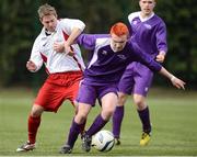 13 March 2013; Sean Maher, Pearse College, in action against Mick Foster, IT Carlow 'C'. UMBRO CUFL Division 2 Final, Pearse College v IT Carlow 'C', Leixlip United FC, Leixlip, Co. Kildare. Picture credit: David Maher / SPORTSFILE