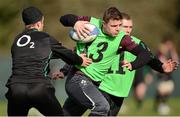 14 March 2013; Ireland's Brian O'Driscoll is tackled by Luke Fitzgerald, left, and Keith Earls during squad training ahead of their RBS Six Nations Rugby Championship match against Italy on Saturday. Ireland Rugby Squad Training, Carton House, Maynooth, Co. Kildare. Picture credit: Matt Browne / SPORTSFILE