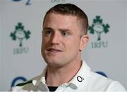 14 March 2013; Ireland captain Jamie Heaslip during a press conference ahead of their RBS Six Nations Rugby Championship match against Italy on Saturday. Ireland Rugby Squad Press Conference, Carton House, Maynooth, Co. Kildare. Picture credit: Matt Browne / SPORTSFILE