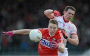 10 March 2013; Colm O'Neill, Cork, in action against Aidan McCrory, Tyrone. Allianz Football League, Division 1, Tyrone v Cork, Healy Park, Omagh, Co. Tyrone. Picture credit: Brian Lawless / SPORTSFILE