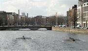 16 March 2013; The University College Dublin Men's Boat Club, from stroke to bow oar, Peter Grogan, Gearoid Duane, Joseph Nihotte, David Neale, Adrian Sheehan, Patrick Moore, Michael Bailey, Liam McCarthy and Kirsten Joyce on their way to beating Dublin University Men's Boat Club, right, to win the Gannon cup. 2013 Irish University Boat Races, Four Courts, Dublin. Picture credit: Pat Murphy / SPORTSFILE