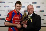 17 March 2013; Richard Murray, St. Thomas', is presented with the man of the match award by Neil Hosty, AIB Executive. AIB GAA Hurling All-Ireland Senior Club Championship Final, Kilcormac-Killoughey, Offaly v St. Thomas, Galway. Croke Park, Dublin. Picture credit: Brian Lawless / SPORTSFILE