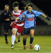 19 March 2013; Ciara Grant, University College Dublin, in action against Kathryn Sullivan, IT Sligo. WSCAI Premier Division Final, IT Sligo v University College Dublin, Eamon Deacy Park, Galway. Picture credit: Ray Ryan / SPORTSFILE