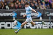 18 March 2013; Peter Quirke, Blackrock College, kicks a first half drop goal. Powerade Leinster Schools Senior Cup Final, Blackrock College v St. Michael's College. RDS, Ballsbridge, Dublin. Picture credit: Stephen McCarthy / SPORTSFILE