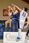 20 March 2013; Caolan Harrigan, St Columb's College, in action against Jordan O'Connell, Kinsale Community School. U19B Boys - All-Ireland Schools League Finals 2013, St Columb's College, Derry v Kinsale Community School, Cork, National Basketball Arena, Tallaght, Dublin. Picture credit: Brian Lawless / SPORTSFILE