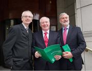 21 March 2013; John Treacy, CEO, Irish Sports Council, Minister of State with Responsibility for Tourism and Sport Michael Ring T.D, and Irish Sports Council chairman Kieran Mulvey in attendance at the announcement of the Irish Sports Council’s Funding Plans for 2013. Alexander Hotel, Dublin. Picture credit: Ray McManus / SPORTSFILE