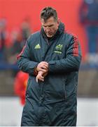 23 March 2013; Munster head coach Rob Penney looks at his watch before the game. Celtic League 2012/13, Round 18, Munster v Connacht, Musgrave Park, Cork. Picture credit: Diarmuid Greene / SPORTSFILE