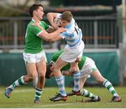 3 February 2013; Garry Ringrose, Blackrock College, is tackled by Andy Marks, Gonzaga College SJ. Powerade Leinster Schools Senior Cup, 1st Round, Blackrock College v Gonzaga College SJ. Donnybrook Stadium, Donnybrook, Co. Dublin. Picture credit: Stephen McCarthy / SPORTSFILE