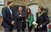 31 October 2017; WBA World Lightweight Champion Katie Taylor, right, and her mother Bridget with promoter Eddie Hearn, left, and manager Brian Peters at a press conference at the Irish Film Institute, in Temple Bar, Dublin. Photo by Brendan Moran/Sportsfile