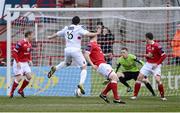 1 April 2013; Kevin Devenney, Bohemians, shoots to score his side's first goal. Airtricity League Premier Division, Shelbourne v Bohemians, Tolka Park, Dublin. Picture credit: David Maher / SPORTSFILE