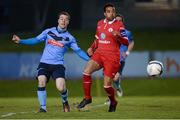 1 April 2013; Gareth Matthews, UCD, in action against Kieran Djilali, Sligo Rovers. Airtricity League Premier Division, UCD v Sligo Rovers, UCD Bowl, Belfield, Dublin. Picture credit: Stephen McCarthy / SPORTSFILE