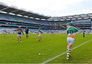 2 April 2013; Craig O'Callaghan, Bride Rovers GAA Club, Cork, prepares to take a sideline cut during their match against Kilsheelan-Kilcash GAA club, Tipperary, at the Munster GAA Croke Park U12's Activity Day. Croke Park, Dublin. Picture credit: Brian Lawless / SPORTSFILE