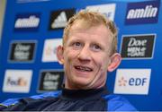 3 April 2013; Leinster's Leo Cullen during a press conference ahead of their Amlin Challenge Cup Quarter-Final against Wasps on Friday. Leinster Rugby Press Conference, UCD, Belfield, Dublin. Picture credit: Stephen McCarthy / SPORTSFILE