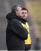 24 March 2013; Donegal manager Jim McGuinness and assistant Rory Gallagher, right. Allianz Football League, Division 1, Mayo v Donegal, Elverys MacHale Park, Castlebar, Co. Mayo. Picture credit: Stephen McCarthy / SPORTSFILE