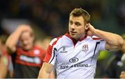 6 April 2013; Ulster's Tommy Bowe leaves the pitch after the game. Heineken Cup Quarter-Final 2012/13, Saracens v Ulster, Twickenham Stadium, Twickenham, London, England. Picture credit: Brendan Moran / SPORTSFILE