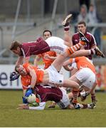 7 April 2013; James Lavery, Armagh, in action against Paul Conroy, bottom, and Gary O'Donnell, Galway. Allianz Football League, Division 2, Armagh v Galway, Athletic Grounds, Armagh. Photo by Sportsfile