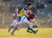 6 April 2013; Paul Varley, Galway, in action against Colin Compton, Roscommon. Cadbury Connacht GAA Football Under 21 Championship Final, Roscommon v Galway, Dr. Hyde Park, Roscommon. Picture credit: Stephen McCarthy / SPORTSFILE
