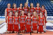 9 April 2013; The Holy Faith Clontarf team. U19A Girls - All-Ireland Schools League Finals 2013, Holy Faith Clontarf, Dublin v Christ King, Cork, National Basketball Arena, Tallaght, Dublin. Picture credit: Brendan Moran / SPORTSFILE