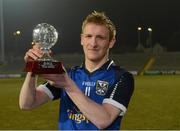 10 April 2013; Chris Conroy, Cavan, with his Cadbury Hero of the Match award after the final of the Cadbury Ulster GAA Football Under 21 Championship which saw Cavan named as the Ulster champions. Cadbury Ulster GAA Football Under 21 Championship Final, Cavan v Donegal, Brewster Park, Enniskillen, Co. Fermanagh. Picture credit: Oliver McVeigh / SPORTSFILE