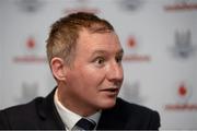 12 April 2013; Dublin manager Jim Gavin during a press conference ahead of their Allianz Football League, Division 1, Semi-Final, game against Mayo on Sunday. Dublin Football Press Conference, The Gibson Hotel, Dublin. Picture credit: Brian Lawless / SPORTSFILE