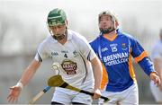 14 April 2013; Patrick Curtin, Kildare, in action against Andy O'Brien, Wicklow. Allianz Hurling League, Division 2, Relegation Play-off, Wicklow v Kildare, O'Connor Park, Tullamore, Co. Offaly. Picture credit: Matt Browne / SPORTSFILE