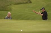 1 July 2003; Graeme McDowell of Ireland, right, with Ireland rugby international Keith Wood during the Charity Pro Am ahead of The Smurfit European Open at The K Club South Course in Straffan, Kildare. Photo by Brendan Moran/Sportsfile