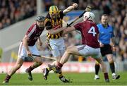21 April 2013; Richie Power, Kilkenny, in action against David Collins, left, and Niall Donoghue, Galway. Allianz Hurling League, Division 1, Semi-Final, Kilkenny v Galway, Semple Stadium, Thurles, Co. Tipperary. Picture credit: Brian Lawless / SPORTSFILE