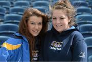 27 April 2013; Leinster supporters Ava Doyle, left, and Tamara Byrne, from Tullow, Co. Carlow, at the game. Amlin Challenge Cup Semi-Final 2012/13, Leinster v Biarritz, RDS, Ballsbridge, Dublin. Picture credit: Brendan Moran / SPORTSFILE