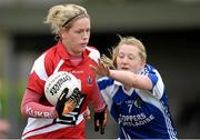 28 April 2013; Angela Walsh, Cork, in action against Marian O'Grady, Laois. TESCO HomeGrown Ladies National Football League, Division 1, Semi-Final, Cork v Laois, Sean Treacy Park, Tipperary Town. Picture credit: Diarmuid Greene / SPORTSFILE