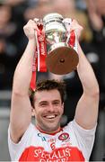 28 April 2013; Derry captain Mark Lynch lifts the Allianz Football League Division 2 cup. Allianz Football League Division 2 Final, Derry v Westmeath, Croke Park, Dublin. Picture credit: Stephen McCarthy / SPORTSFILE