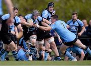 4 May 2013; James Murphy, Shannon, is tackled by Mark McGroarty, UCD. Ulster Bank League Division 1A Play-off, Shannon v UCD, Coonagh, Limerick. Photo by Sportsfile