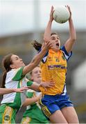 4 May 2013; Jenny Conlon, Roscommon, in action against Amy Kerrigan, Offaly. TESCO HomeGrown Ladies National Football League, Division 4 Final, Offaly v Roscommon, Gaelic Grounds, Limerick. Picture credit: Diarmuid Greene / SPORTSFILE