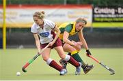 5 May 2013; Nicci Daly, Loreto Hockey Club, in action against Kate McKenna, Railway Union. Electric Ireland Irish Hockey League Women's Final, Loreto Hockey Club v Railway Union, Three Rock Rovers Hockey Club, Grange Road, Rathfarnham, Dublin. Picture credit: Pat Murphy / SPORTSFILE