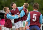 7 May 2013; Evan Kane, Kieran Lawless and Colin Walsh, Linaniskey National School, Roscommon, celebrate at the final whistle after winning the Boys A Section. Aviva Health FAI Primary School 5's, Connacht Finals, Linaniskey National School, Co. Roscommon v Annagh National School, Co. Galway, Shiven Rovers FC, Newbridge, Galway. Picture credit: Oliver McVeigh / SPORTSFILE